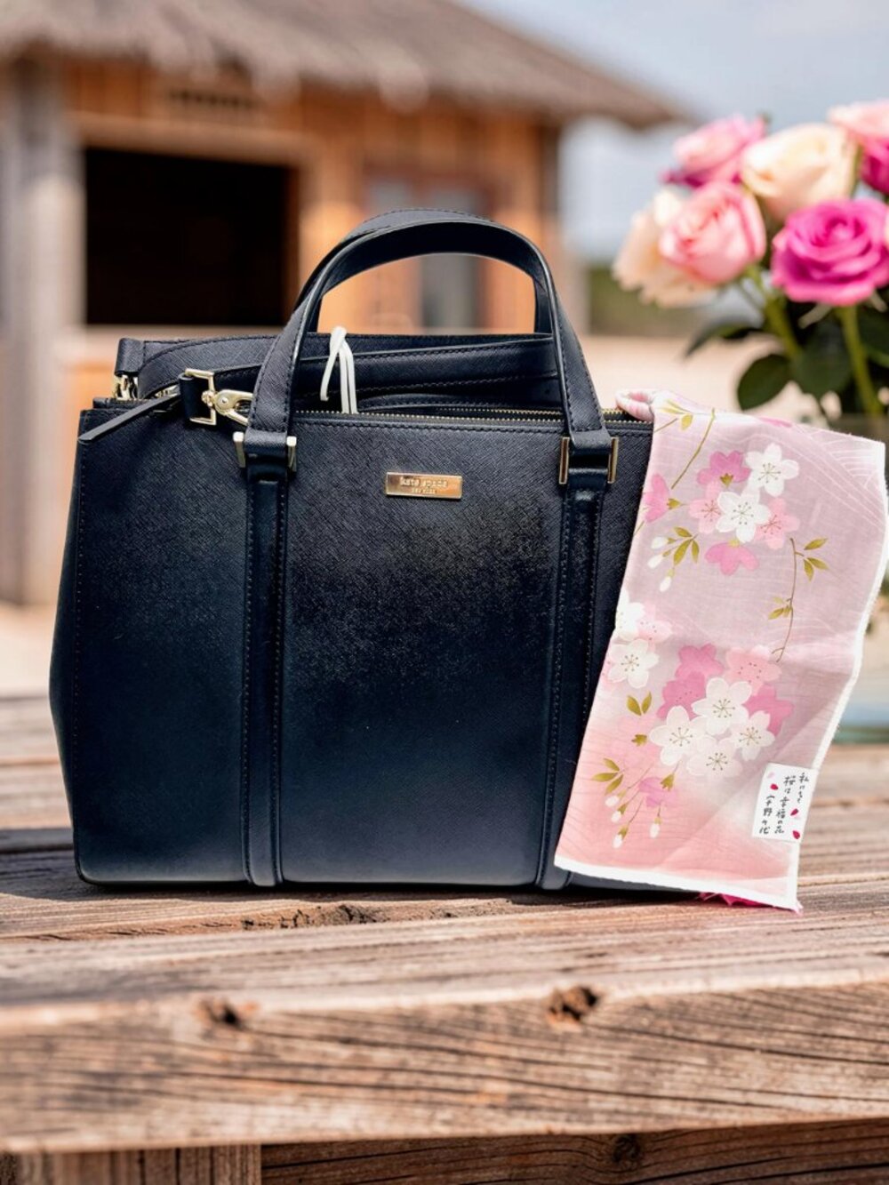 New Kate Spade Newbury Lane Joden Black Saffiano Leather XL Tote Bag+ Pink Scarf - Picture 2 of 16